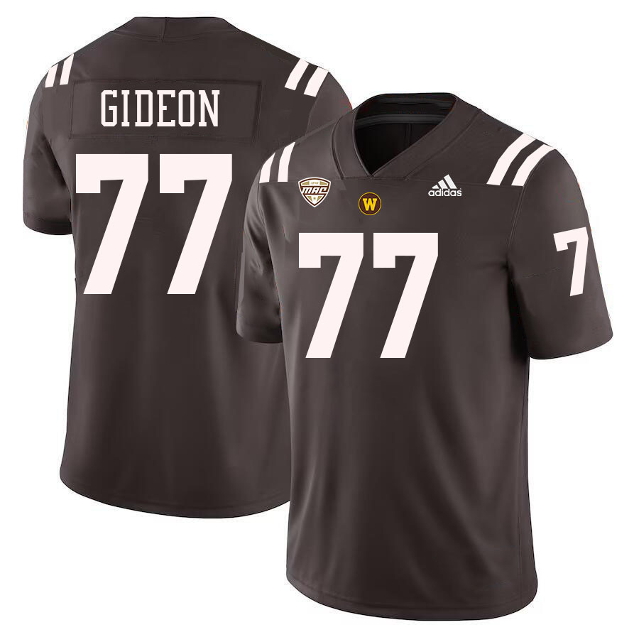 #77 Jacob Gideon Western Michigan Broncos College Football Jerseys Stitched-Brown